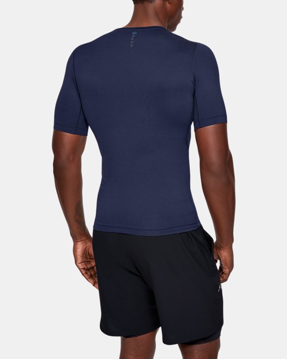Men's UA RUSH™ Compression Short Sleeve in Blue image number 1